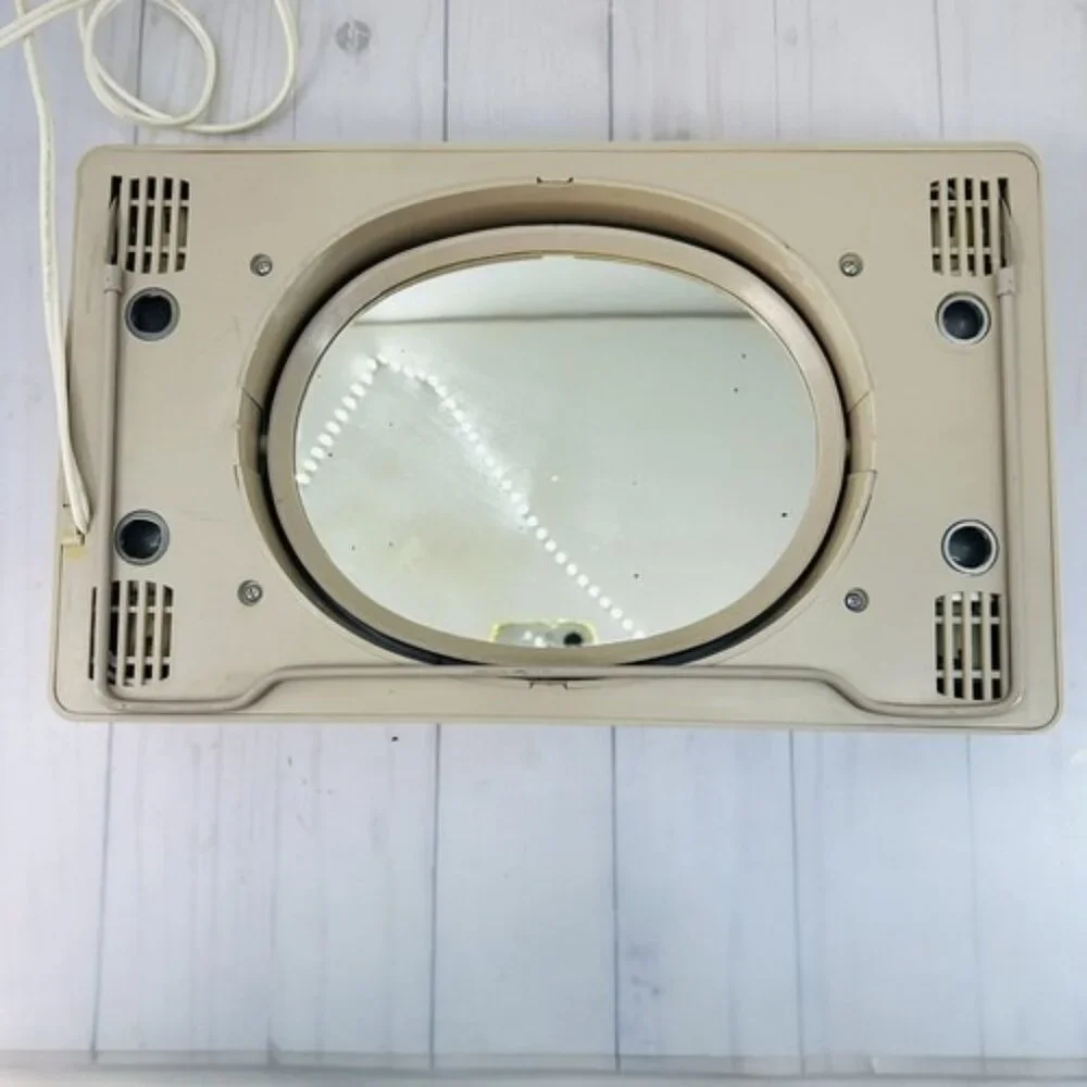 Vintage Beige Lighted Makeup Magnifying Mirror Starburst Glam Kitsch
